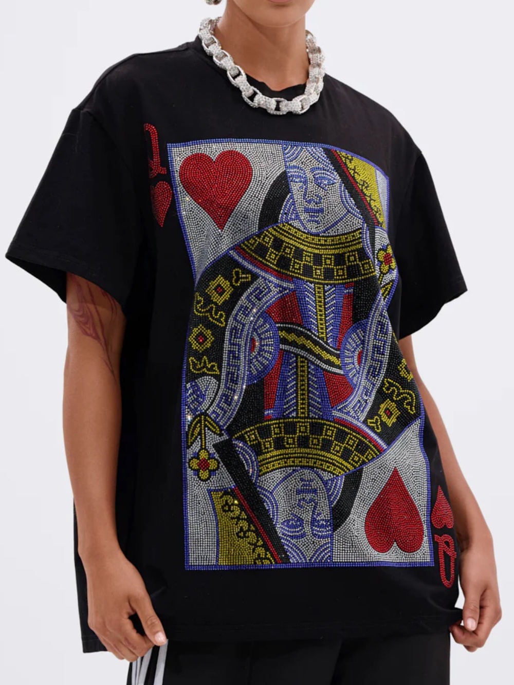 Akira THE REAL QUEEN OF HEARTS Vegas Shirt BLING Playing Card Tee 1x 2x